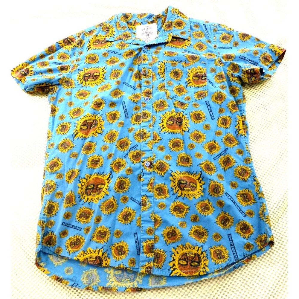Sublime All Over Graphics Sun Print Short Sleeve Button-Up Shirt 100% Cotton Sma